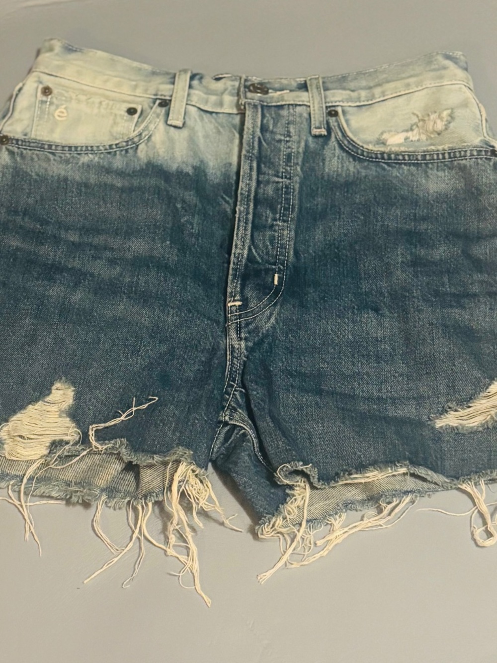 Etica Fern High Rise Shorts ButtonF Fly Distressed Sz 27